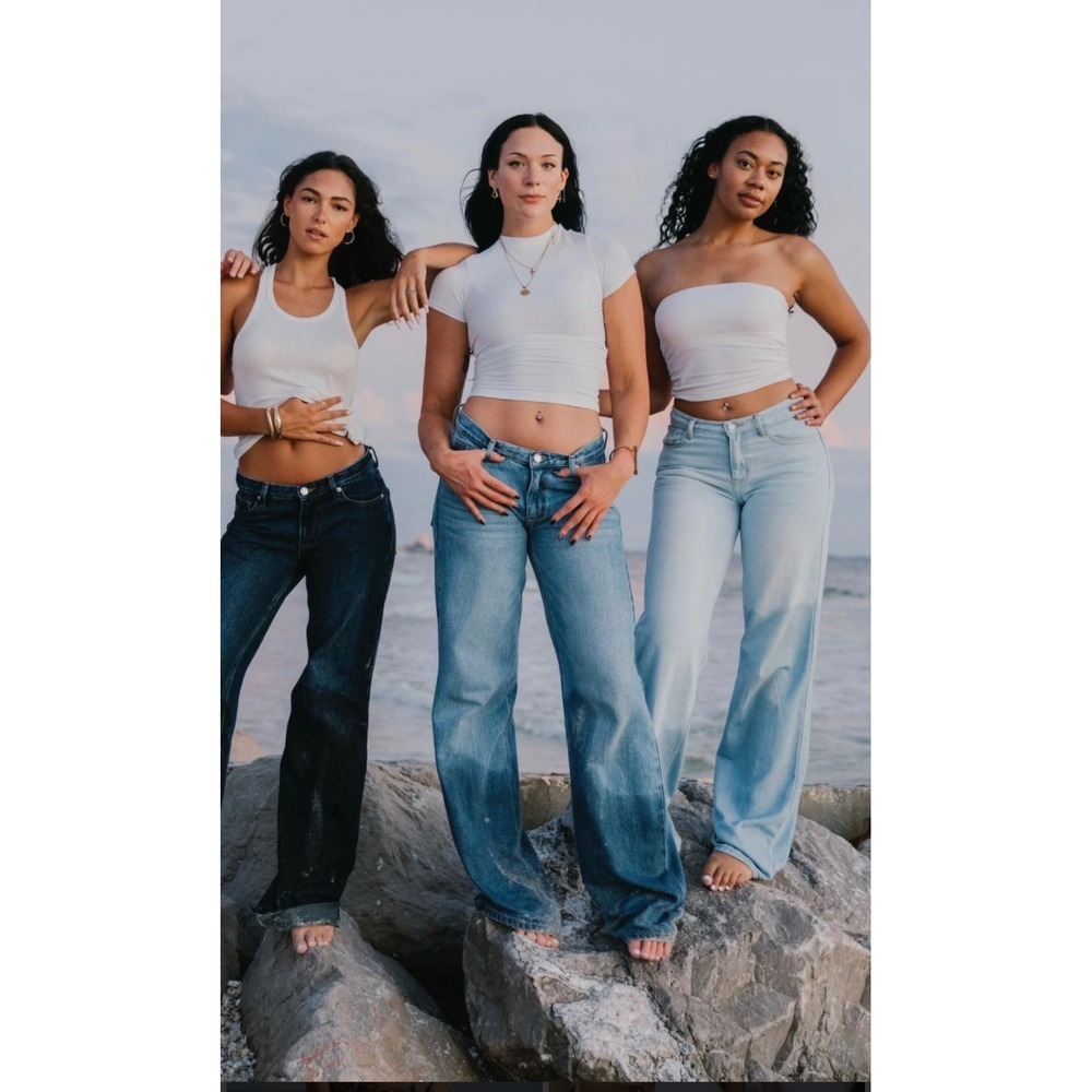 Sky Dolls Tall Women Baggy Straight Leg Jeans Medium Wash Blue 100% Cotton XS - Picture 3 of 12